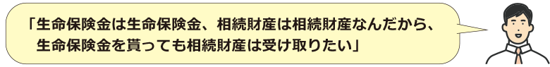 「生命保険金は整形保険金、相続財産は相続財産なんだから、生命保険金をもらっても相続財産は受け取りたい」と発言する次男の図