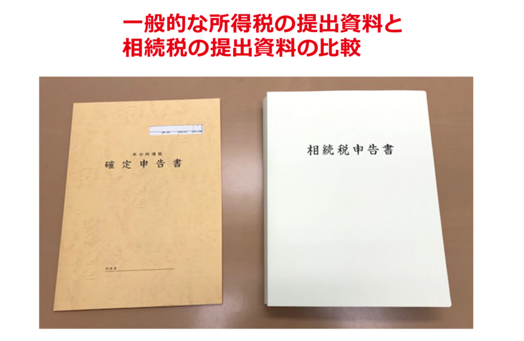 相続税申告書と確定申告書の厚さの違い